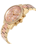 Michael Kors Ritz Chronograph Rose Dial Two Tone Steel Strap Watch for Women - MK6475