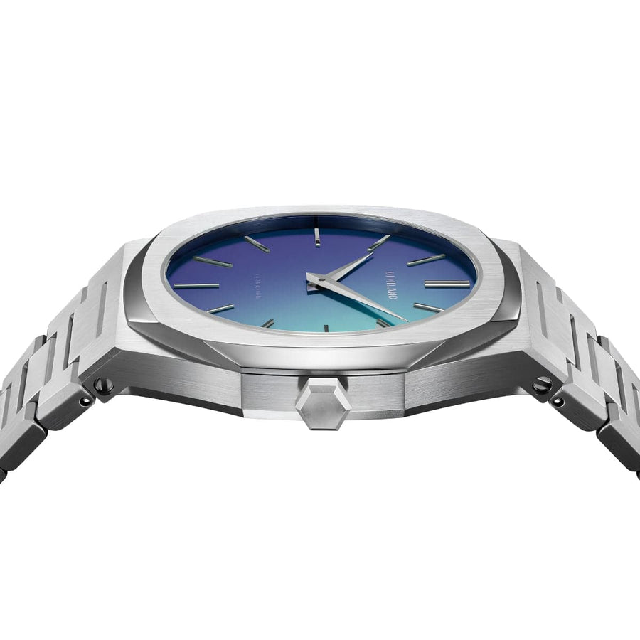 D1 Milano Ultra Thin Chromo Purple Sync Dial Silver Steel Strap Watch for Women - D1-UTBJ43