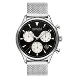 Movado Heritage Calendoplan Chronograph Black Dial Silver Mesh Strap Watch for Men - 3650097