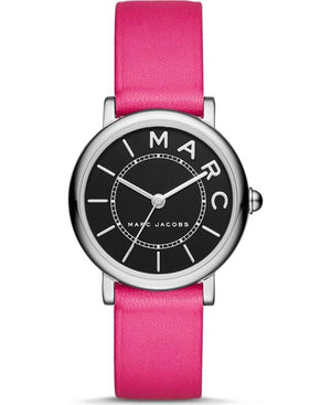 Marc Jacobs Roxy Black Dial Pink Leather Strap Watch for Women - MJ1535