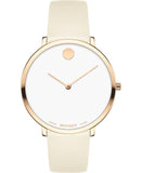 Movado Museum 70th Anniversary Special Edition White Dial White Leather Strap Watch For Women - 0607139