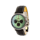 Breitling Navitimer B01 Chronograph 43 Green Dial Black Leather Strap Watch for Men - AB0138241L1P1