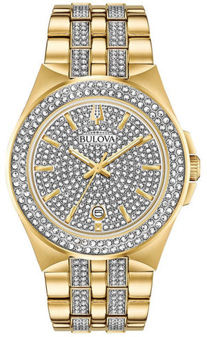 Bulova Crystal Collection Silver Dial Two Tone Steel Strap Watch for Men - 98K102