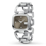 Gucci G Gucci Brown Dial Silver Steel Strap Watch For Women - YA125401