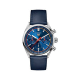 Tag Heuer Carrera Chronograph Blue Dial Blue Leather Strap Watch for Men - CBN201D.FC6543