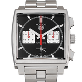 Tag Heuer Monaco Automatic Chronograph Black Dial Silver Steel Strap Watch for Men - CBL2113.BA0644