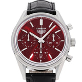 Tag Heuer Carrera Automatic Chronograph Red Dial Black Leather Strap Watch for Men - CBK221G.FC6479