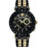 Versace V-Race Analog Quartz Black Dial Two Tone Steel Strap Watch For Men - VEBV00619