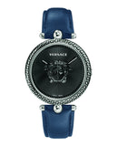 Versace Palazzo Empire Black Dial Blue Leather Strap Watch for Women - VCO080017