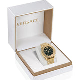 Versace Greca Action Chronograph Black Dial Gold Steel Strap Watch For Men - VE3J00622