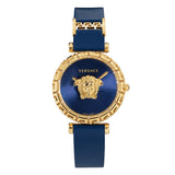 Versace Palazzo Empire Greca Quartz Blue Dial Blue Leather Strap Watch for Women - VEDV00219