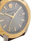 Versace V-Urban Quartz Grey Dial Brown Leather Strap Watch for Men - VELQ00219