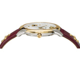 Versace Audrey Quartz Silver Dial Red Leather Strap Watch for Women - VELR00219