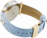 Versace V-Twist Blue Dial Blue Leather Strap Watch for Women - VELS00319