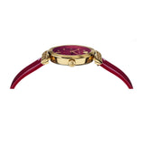 Versace V-Motif Red Dial Red Leather Strap Watch for Women - VERE00418