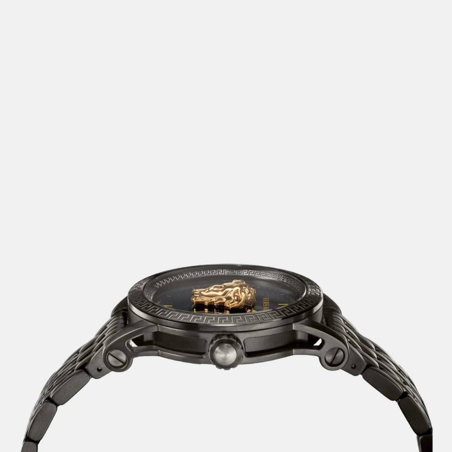 Versace Palazzo Empire Quartz Black Dial Black Steel Strap Watch For Men - VEDB00518