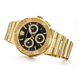 Versace Greca Chronograph Black Dial Gold Steel Strap Watch For Men - VEZ900421