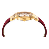 Versace Greca Silver Dial Red Leather Strap Watch for Women - VEVH00420