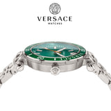 Versace Greca Sport Quartz Green Dial Silver Steel Strap Watch For Men - VEZ300421