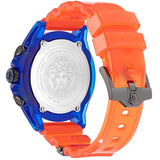 Versace Icon Active Chronograph Quartz Blue Dial Orange Rubber Strap Watch For Men - VEZ700922