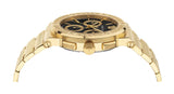 Versace Greca Chronograph Black Dial Gold Steel Strap Watch For Men - VEZ900421