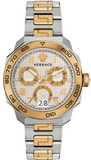 Versace Dylos Chronograph Silver Dial Two Tone Steel Strap Watch for Men - VQC030015