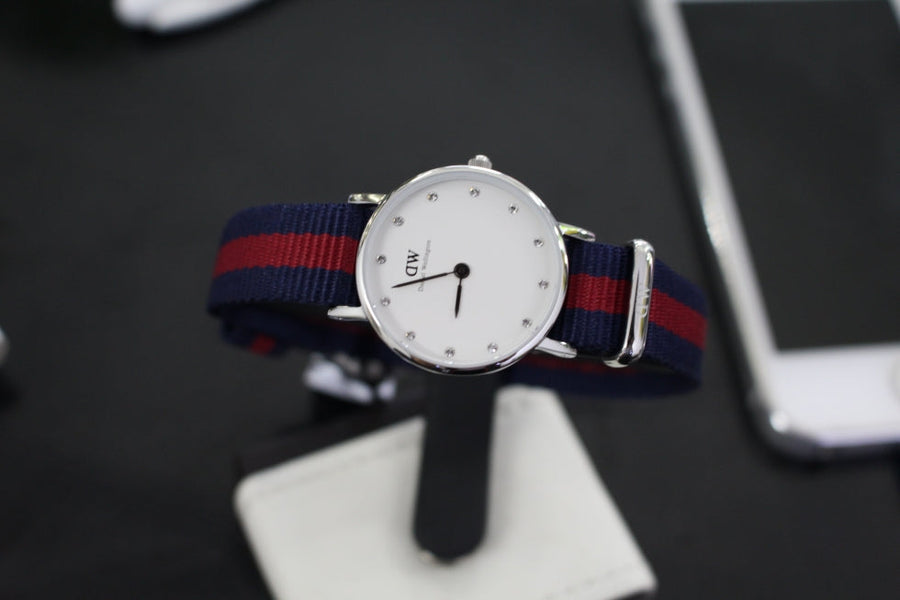 Daniel Wellington Classy Oxford White Dial Two Tone Nylon Strap Watch For Women - DW00100072