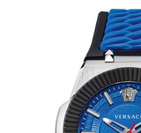 Versace Chain Reaction Quartz Blue Dial Blue & Black Leather Strap Watch for Men - VEDY00119