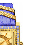 Versace Day Glam Chronograph Gold Dial Purple Leather Strap Watch for Women - VQF040015