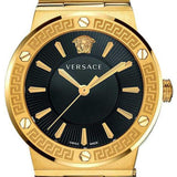 Versace Greca Black Dial Black Leather Strap Watch for Women - VEVH00320