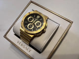 Versace Greca Chronograph Black Dial Gold Steel Strap Watch For Men - VEZ900421