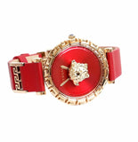 Versace Palazzo Empire Greca Red Dial Red Leather Strap Watch for Women - VEDV00319