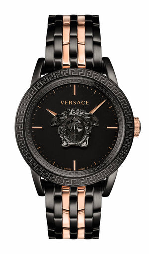 Versace Palazzo Empire Black Dial Two Tone Steel Strap Watch for Men - VERD00618