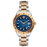 Versace Hellenyium GMT Blue Dial Two Tone Steel Strap Watch for Men - V11060017