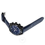 Versace V-Ray Chronograph Quartz Blue Dial Black Leather Strap Watch For Men - VEDB00418