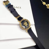 Versace Palazzo Empire Greca Black Dial Black Leather Strap Watch for Women - VEDV00119