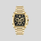 Versace Dominus Chronograph Black Dial Gold Steel Strap Watch For Men - VE6H00523