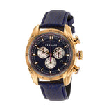 Versace V-Ray Blue Chronograph Blue Dial Blue Leather Strap Watch for Men - VDB030014