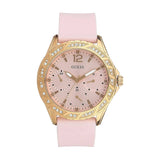 Guess Sparkling Diamonds Pink Dial Pink Rubber Strap Watch for Women - W0032L9