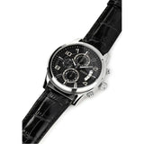 Guess Exec Chronograph Quartz Black Dial Black Leather Strap Watch for Men - W0076G1