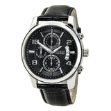 Guess Exec Chronograph Quartz Black Dial Black Leather Strap Watch for Men - W0076G1