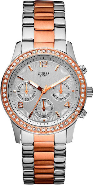 Guess Mini Spectrum Quartz Silver Dial Two Tone Steel Strap Watch For Women - W0122L1