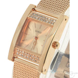 Guess Nouveau Diamonds Rose Gold Dial Rose Gold Mesh Bracelet Watch for Women - W0127L3