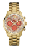 Guess Mini Sunrise Quartz Analog Orange Dial Gold Steel Strap Watch For Women - W0448L7