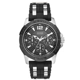 Guess Oasis Black Dial Black Rubber Strap Watch for Men - W0366G1