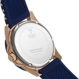 Guess Oasis Blue Dial Blue & Rose Gold Stainless Steel Strap Watch For Men - W0366G4