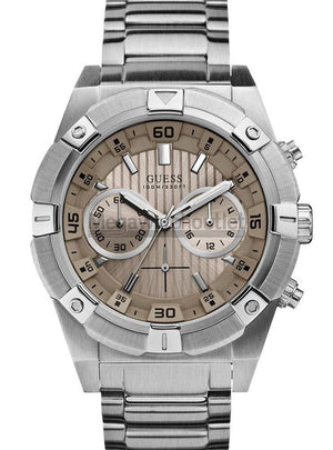 Guess Jolt Chronograph Grey Dial Silver Steel Strap Watch for Men - W0377G1