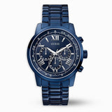 Guess Horizon Chronograph Black Dial Blue Steel Strap Watch For Men - W0379G5