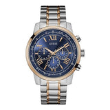 Guess Horizon Chronograph Blue Dial Two Tone Steel Strap Watch For Men - W0379G7