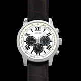 Guess Chronograph Quartz White Dial Brown Leather Strap Watch For Men - W0380G1